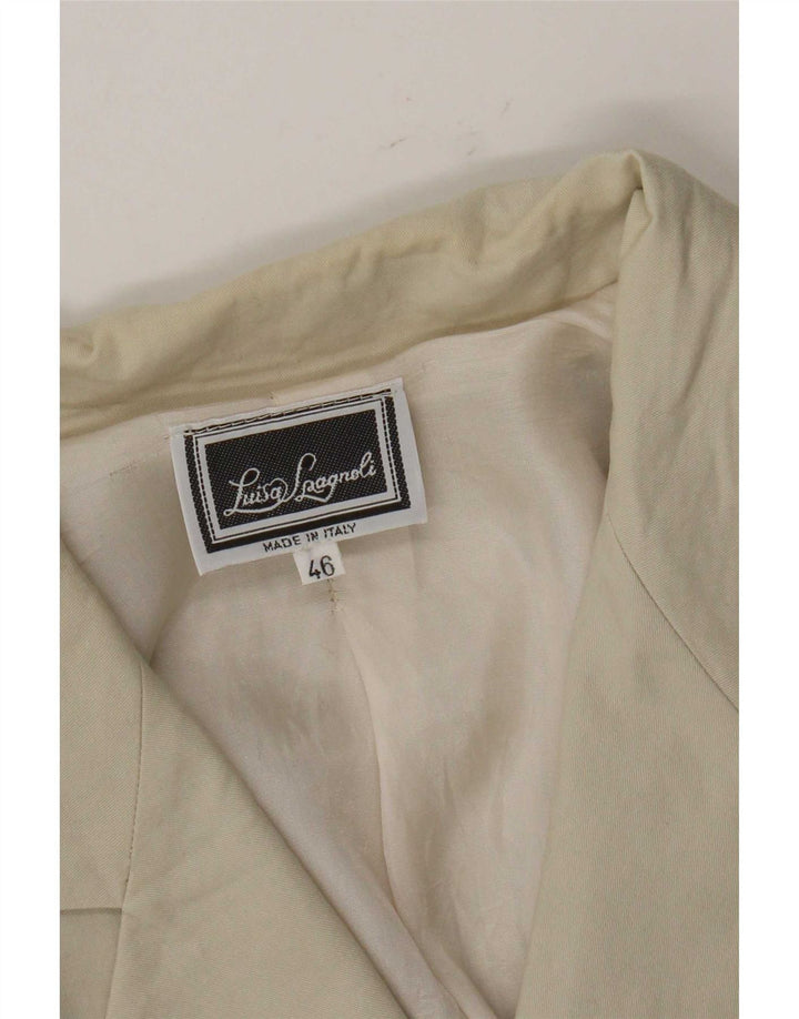 Luisa Spagnoli Chaqueta tipo blazer de manga corta con 3 botones para mujer IT 46 Large Beige