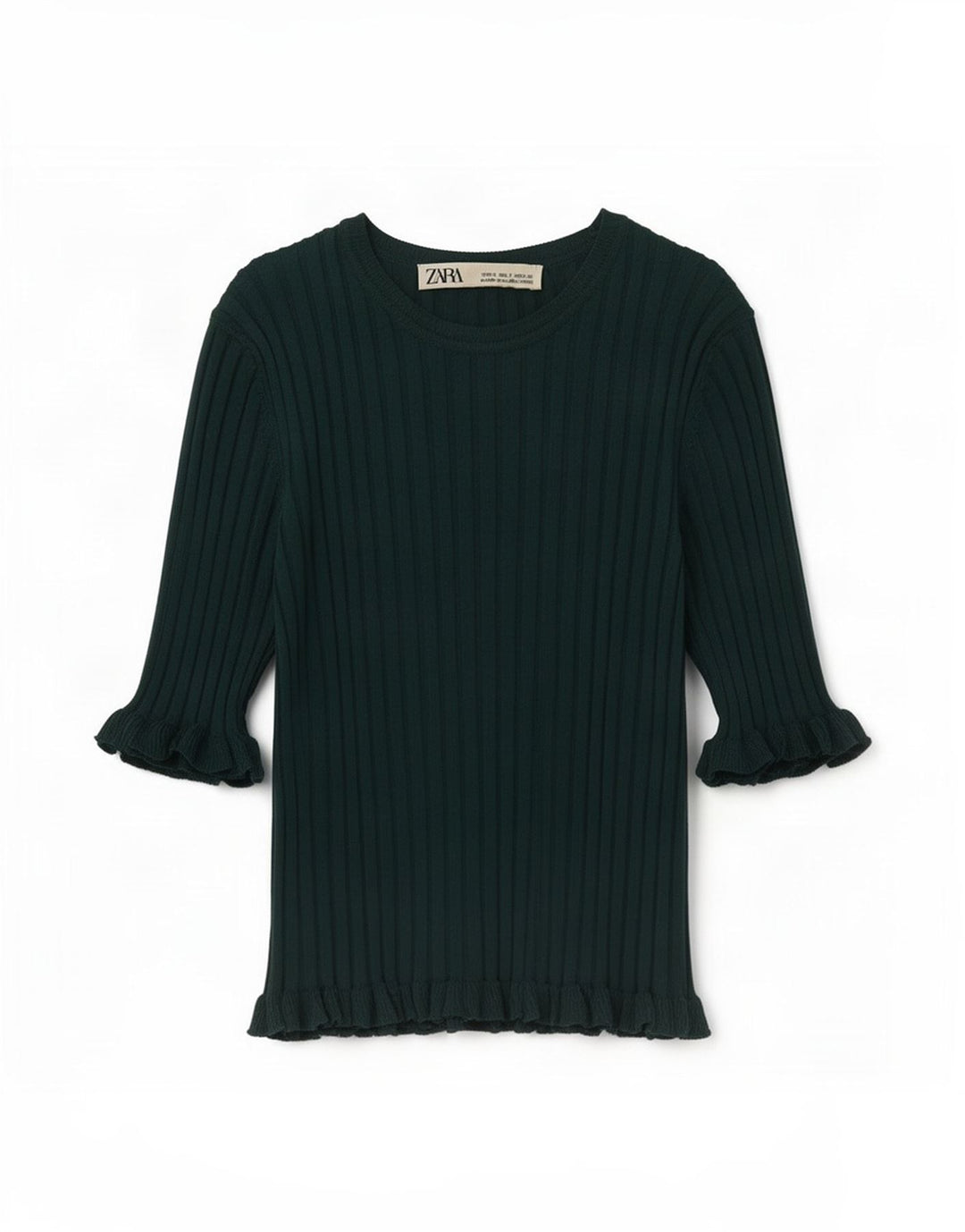 Zara Mujer Blusa Corta Top UK 8 Small Viscosa Verde