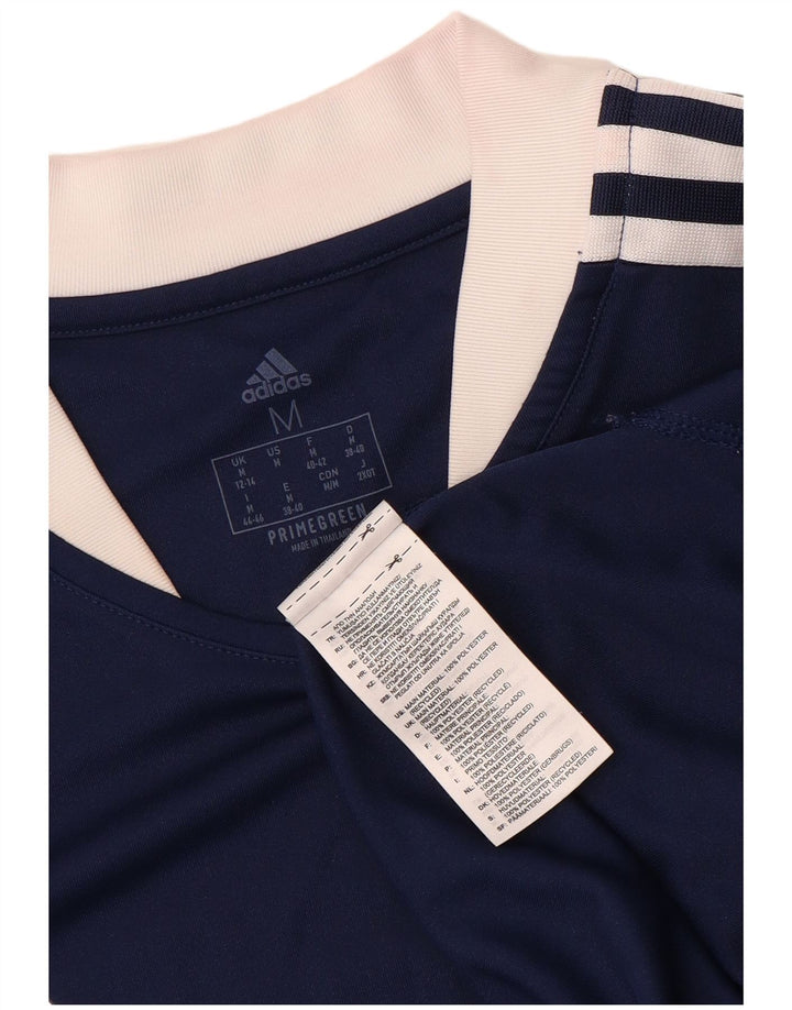 ADIDAS Mujer Aeroready Camiseta Top UK 12/14 Medio Azul Marino Poliéster