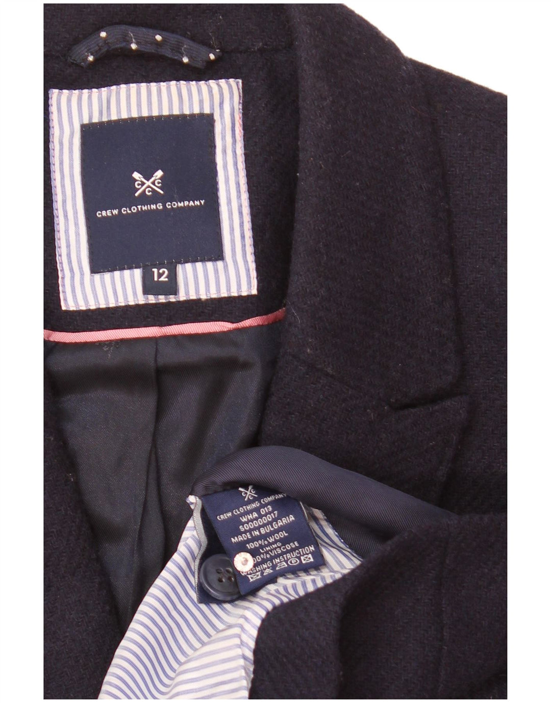 Crew Clothing Chaqueta tipo blazer de 2 botones para mujer Reino Unido 12 Lana azul marino mediana