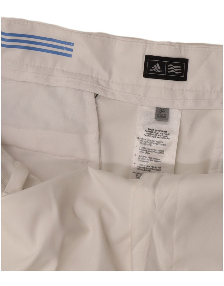 Adidas Mens Chino Shorts W34 Grande Poliéster Blanco