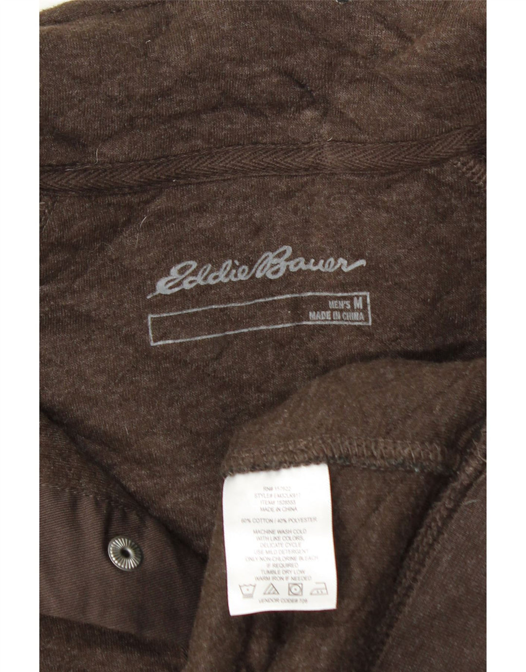 EDDIE BAUER Sudadera con cuello y botones para hombre Jersey de algodón marrón medio