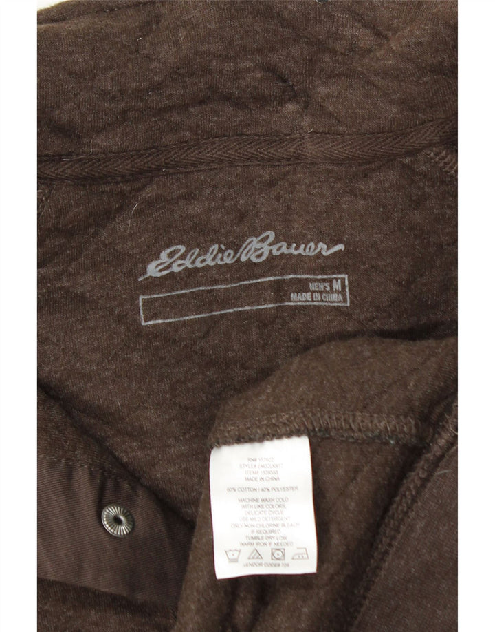 EDDIE BAUER Sudadera con cuello y botones para hombre Jersey de algodón marrón medio