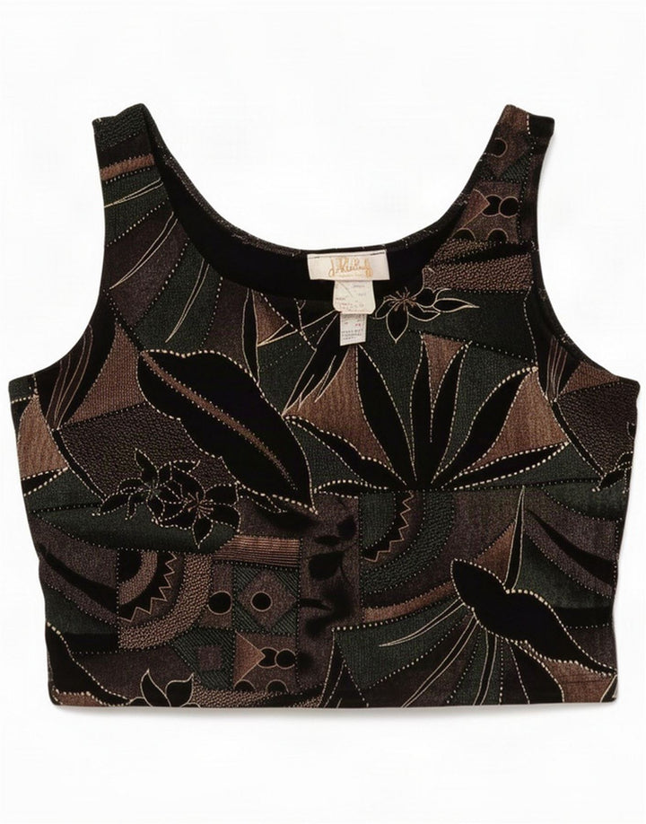 J.Ribkoff Top corto con estampado abstracto para mujer UK 46 Grande Multicolor
