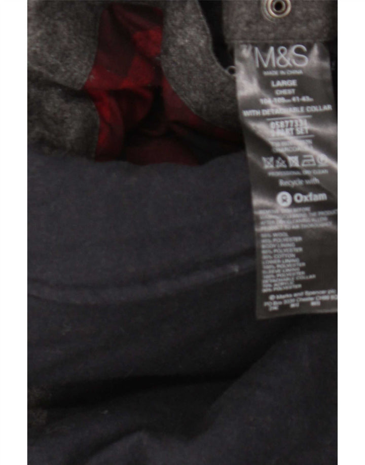 Marks & Spencer Chaqueta acolchada para hombre UK 41 Large Gris Colorblock Lana
