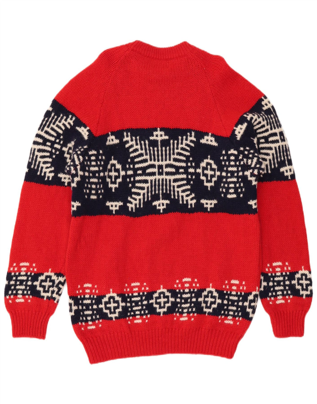 BENETTON Jersey con Cuello Barco para Hombre Lana Fair Isle Roja Mediana