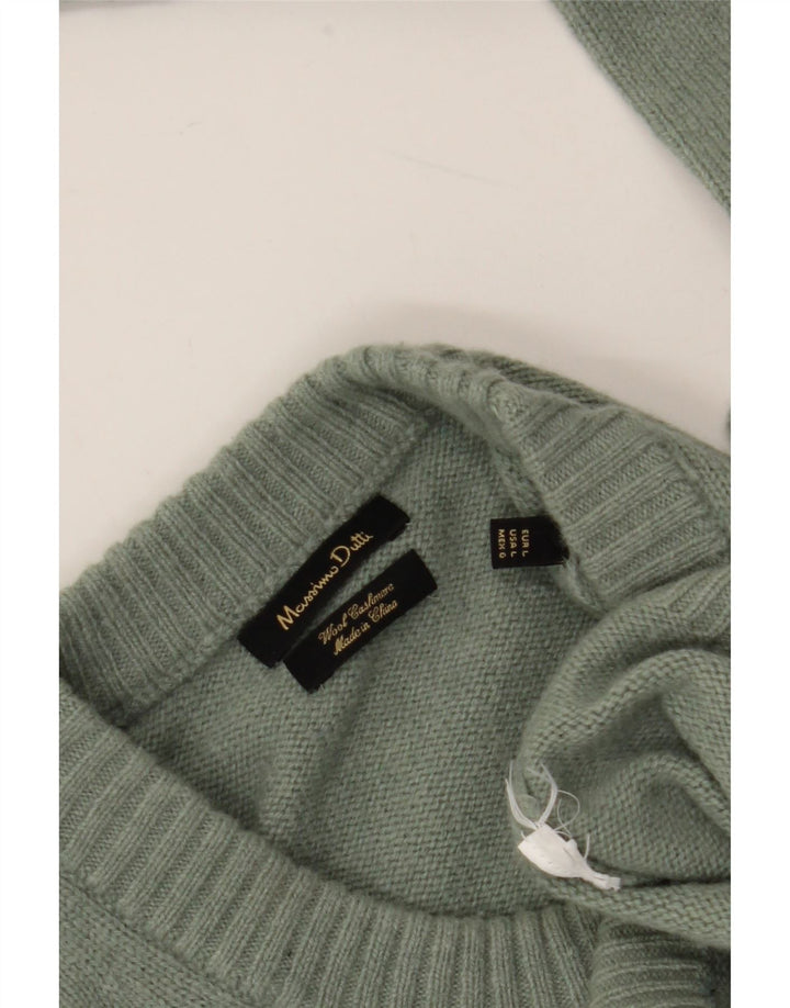Massimo Dutti Jersey Cuello Redondo Hombre Large Lana Verde