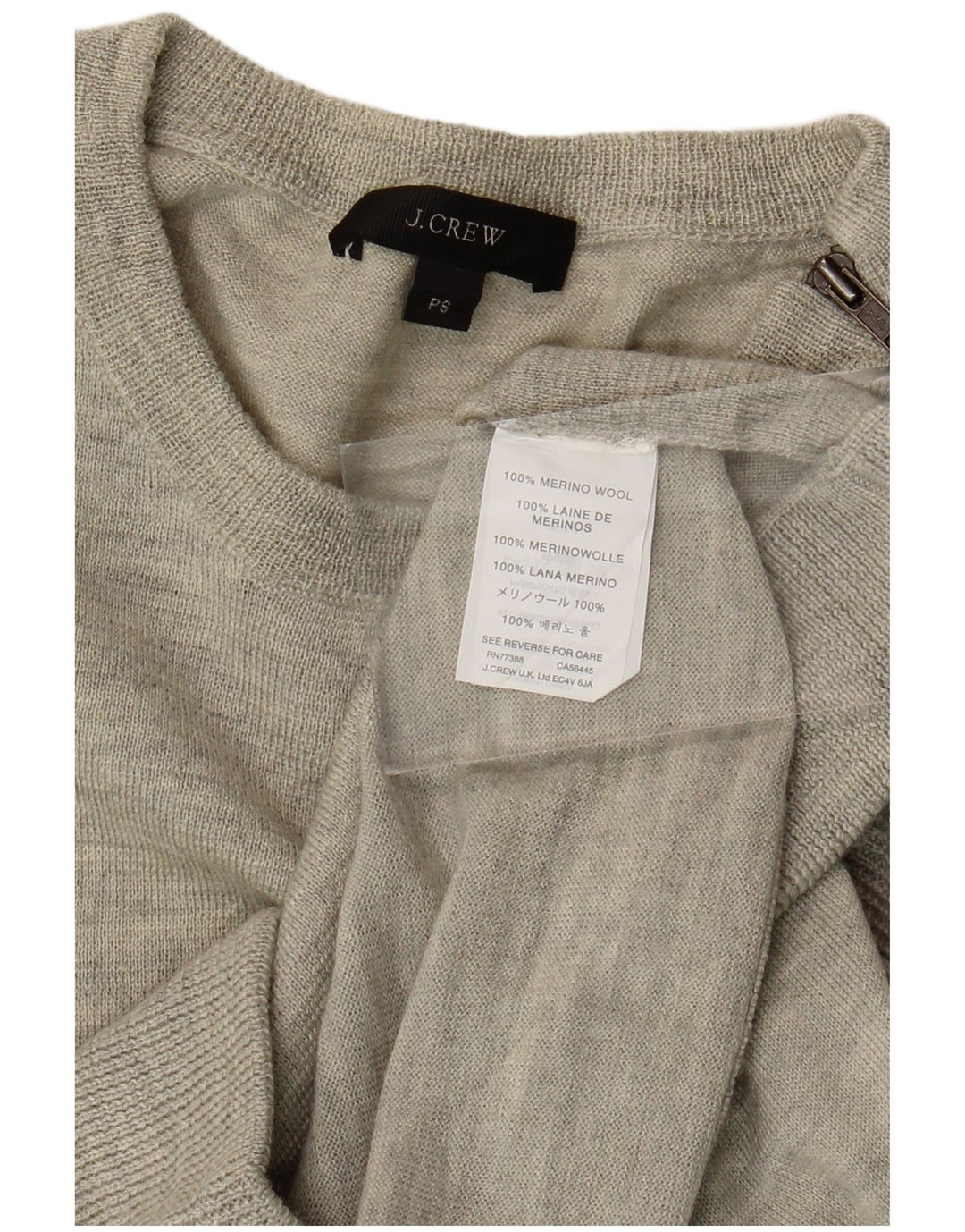 J. CREW Suéter tipo jersey con cuello barco para mujer UK 10 Small Grey Merino Wool