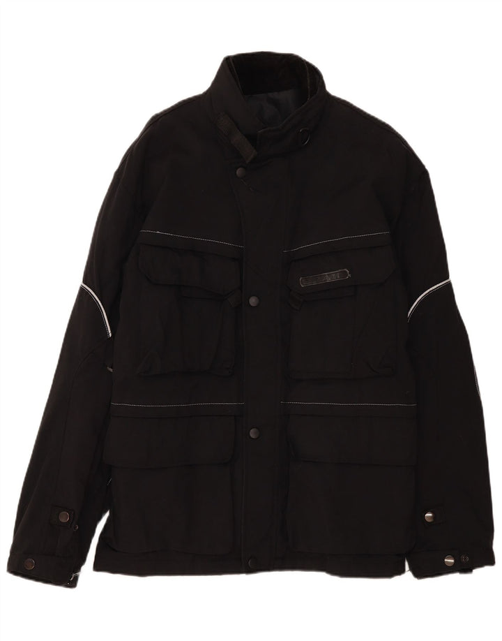 Vintage Mens Racer Chaqueta Reino Unido 38 Nylon Negro Medio