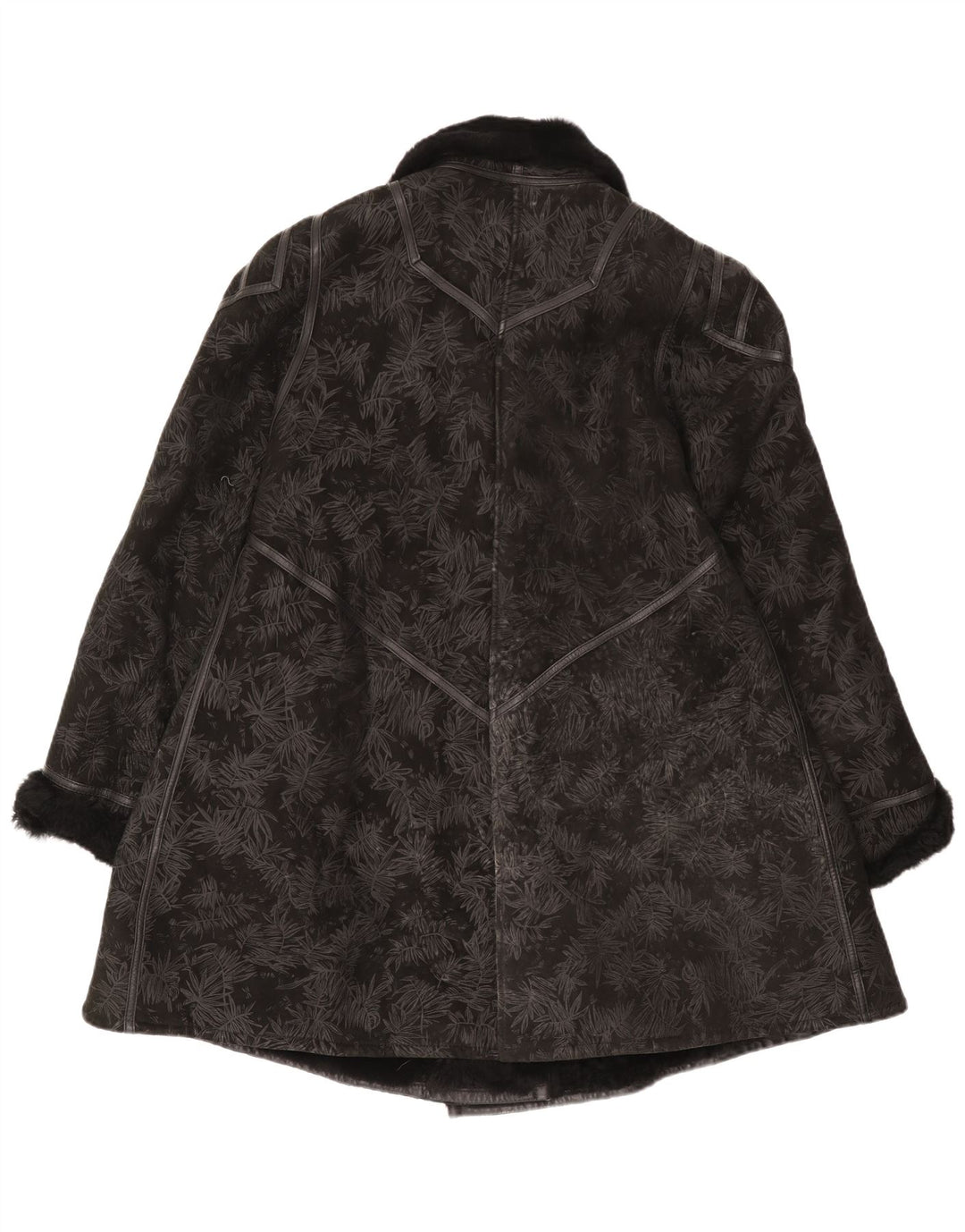 Vintage mujer shearling abrigo IT 44 Medio negro floral shearling