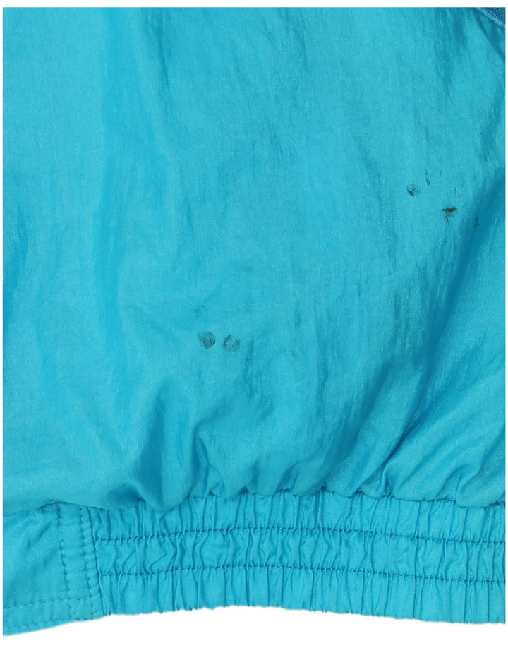 Vintage hombres chándal top chaqueta medio azul colorblock nylon