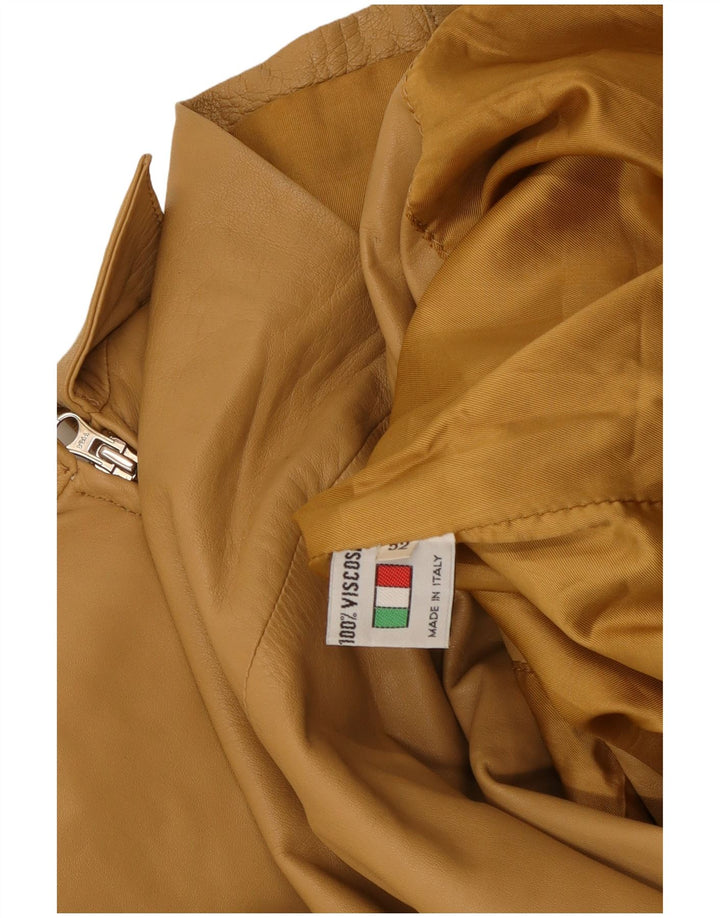 VINTAGE Chaqueta de cuero para mujer IT 52 2XL Cuero beige