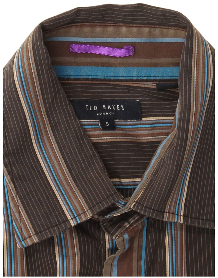 Ted Baker Camisa para hombre Talla 5 XL Marrón Rayas