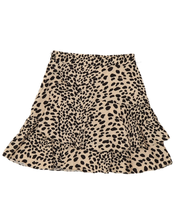 Karen Millen Falda acampanada para mujer UK 8 Small W26 Beige Estampado animal