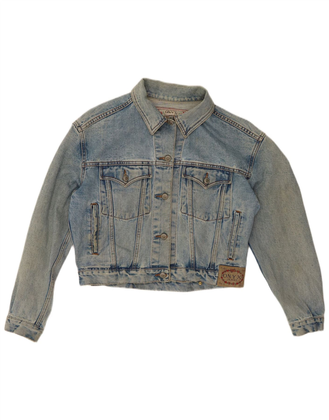 ONYX Chaqueta vaquera corta para mujer UK 44 Algodón azul medio
