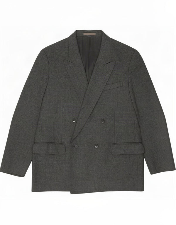 Chaqueta tipo blazer vintage con doble botonadura para hombre IT 54 2XL Lana virgen gris