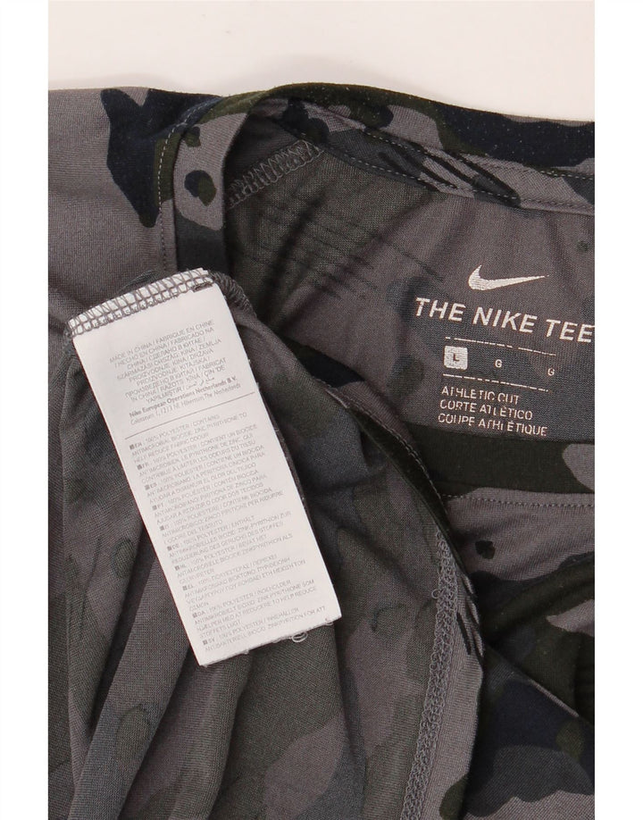 NIKE Camiseta Dri Fit para Hombre Top Grande Gris Camuflaje Poliéster