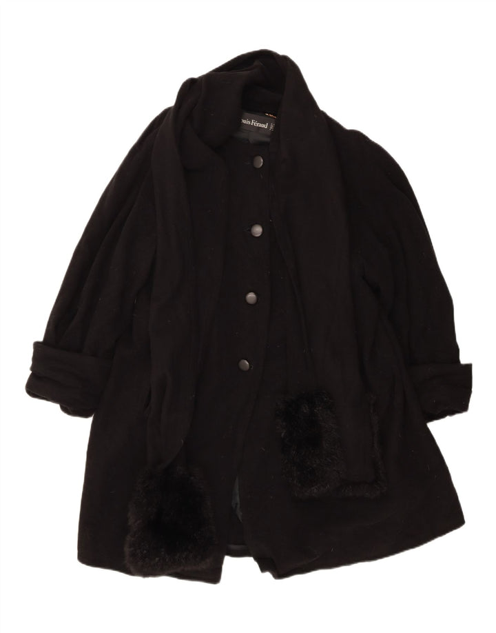 Louis Feraud Abrigo para mujer Reino Unido 44 Grande Clásico de lana virgen negra