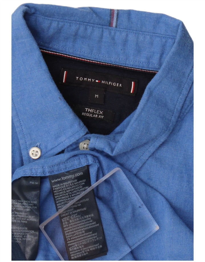 TOMMY HILFIGER Camisa Regular Fit para Hombre Algodón Azul Medio