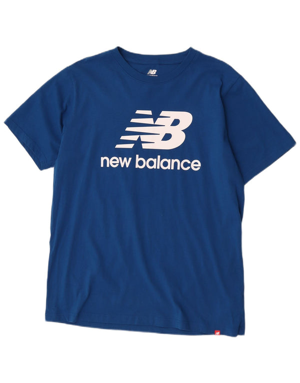 New Balance Hombre Camiseta Gráfica Top XL Algodón Azul