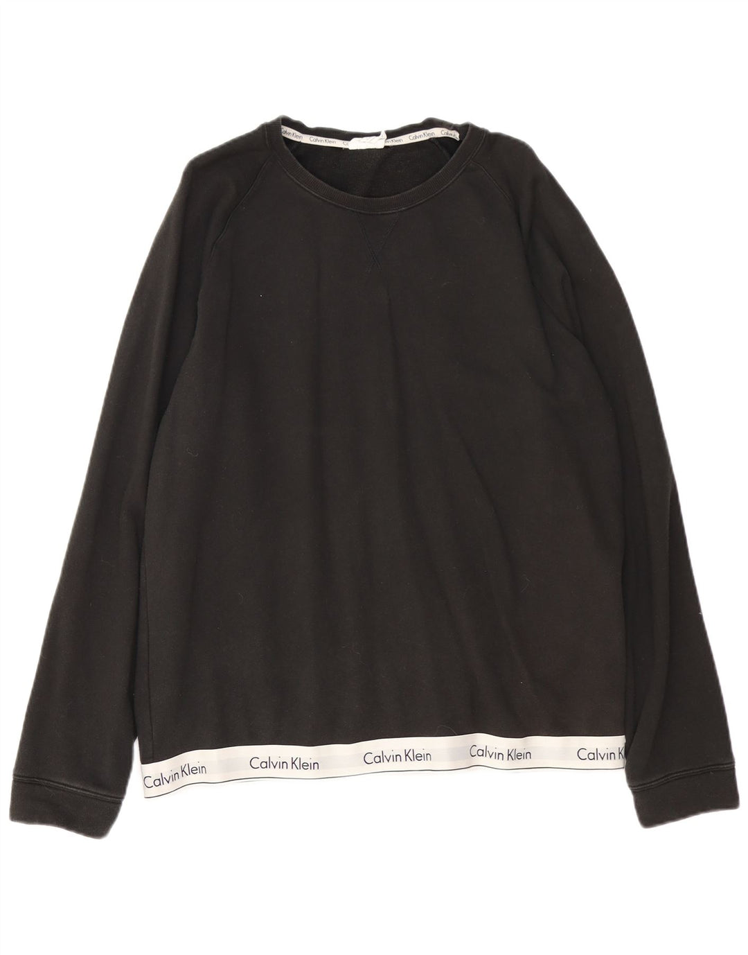 Calvin Klein Hombre Sudadera Gráfica Jumper XL Algodón Color Block Negro