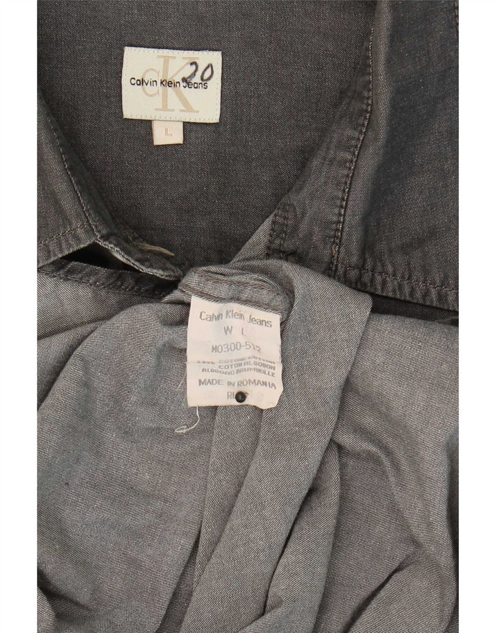 Calvin Klein Jeans Camisa para hombre Grande Gris Algodón