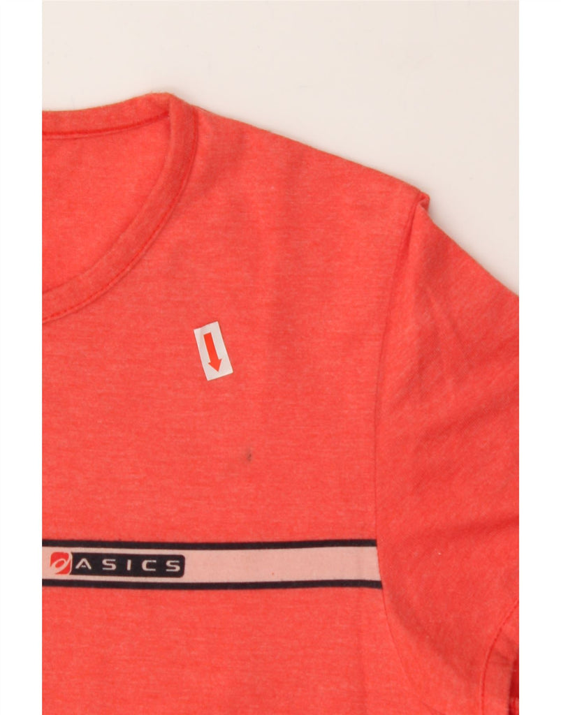 ASICS Womens Graphic T-Shirt Top UK 12 Medium Orange Striped Cotton Vintage Asics and Second-Hand Asics from Messina Hembry 