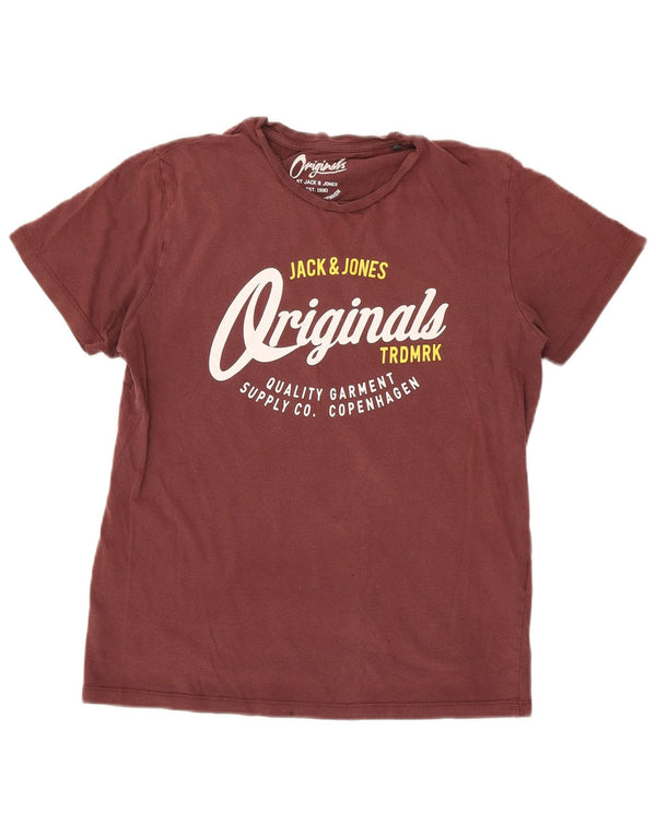 Jack & Jones Hombre Camiseta Gráfica Top Medium Borgoña Algodón