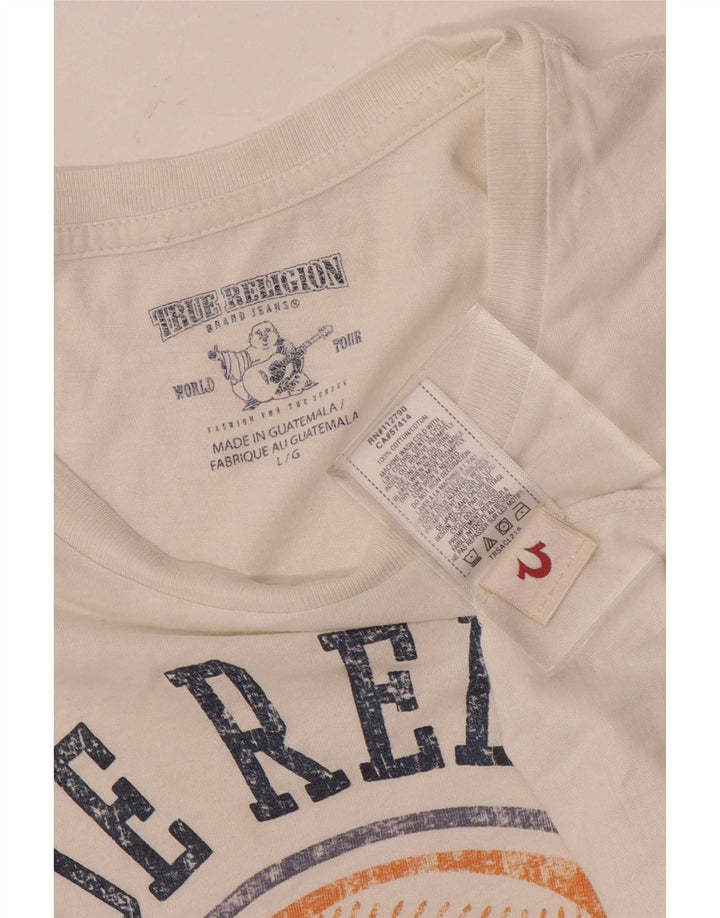 True Religion Camiseta gráfica para hombre Top grande de algodón blanco