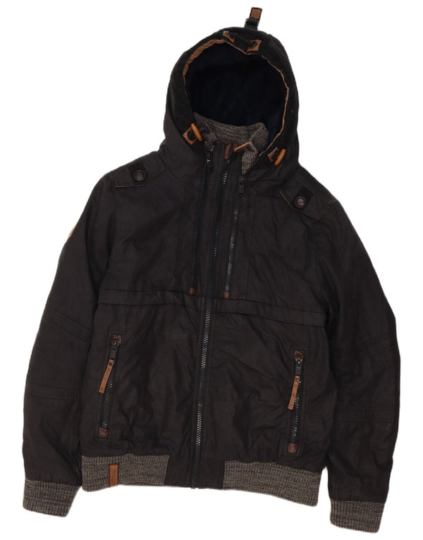 Naketano Chaqueta cortavientos bomber con capucha para hombre UK 42 XL Algodón negro