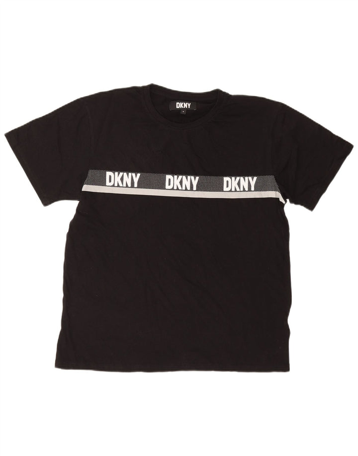 DKNY Mens Graphic T-Shirt Top Medium Black Cotton