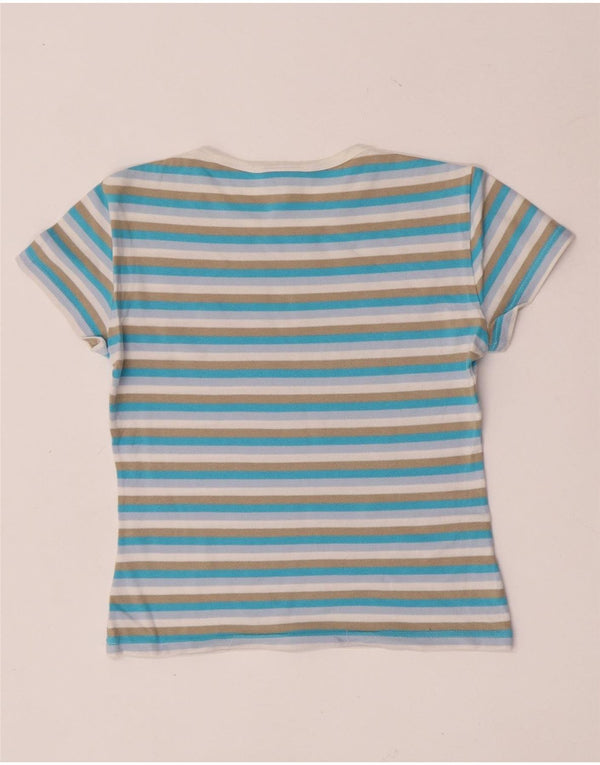 Lacoste Womens Crop T-Shirt Top Size 38 Medium Multicoloured Striped Cotton