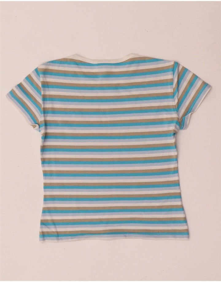 Camiseta corta para mujer Lacoste Talla 38 Mediana Algodón a rayas multicolor
