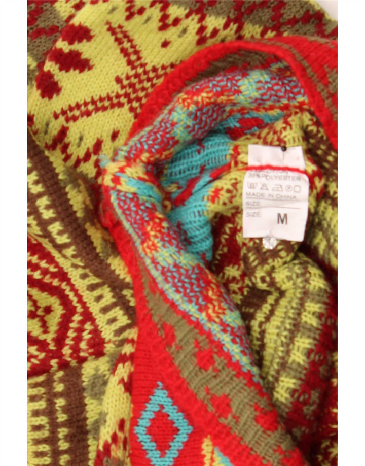 Vintage mujer cuello redondo jersey suéter Reino Unido 14 medio multicolor