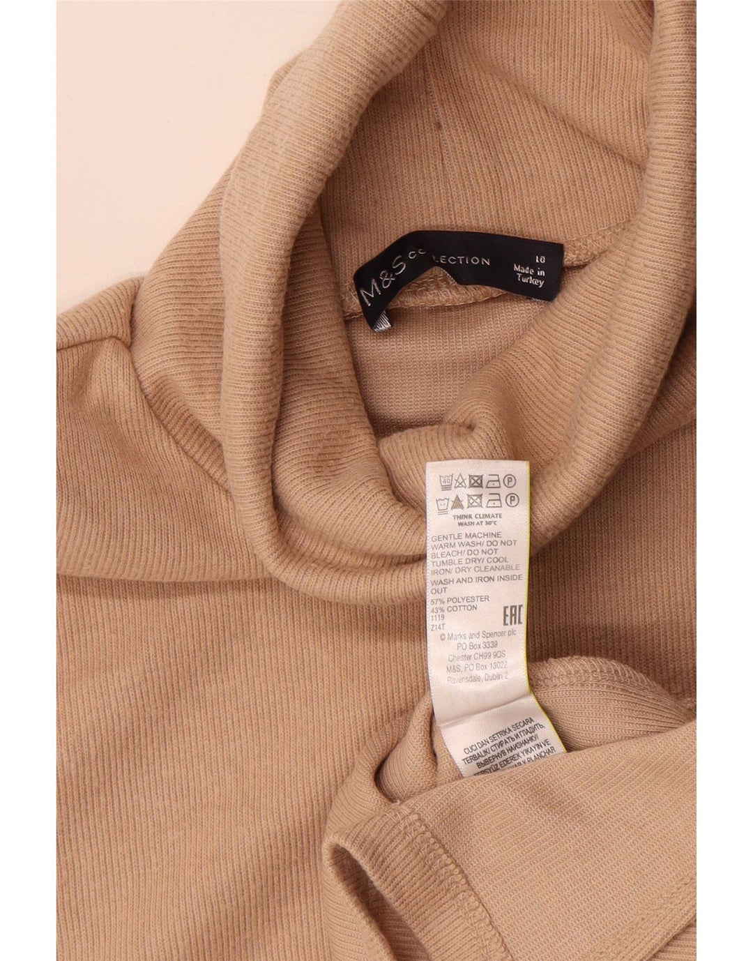 Marks & Spencer Top sin mangas con cuello vuelto para mujer UK 10 Small Beige Poliéster