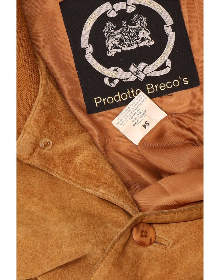 Vintage hombres ante bomber chaqueta IT 54 2XL cuero marrón