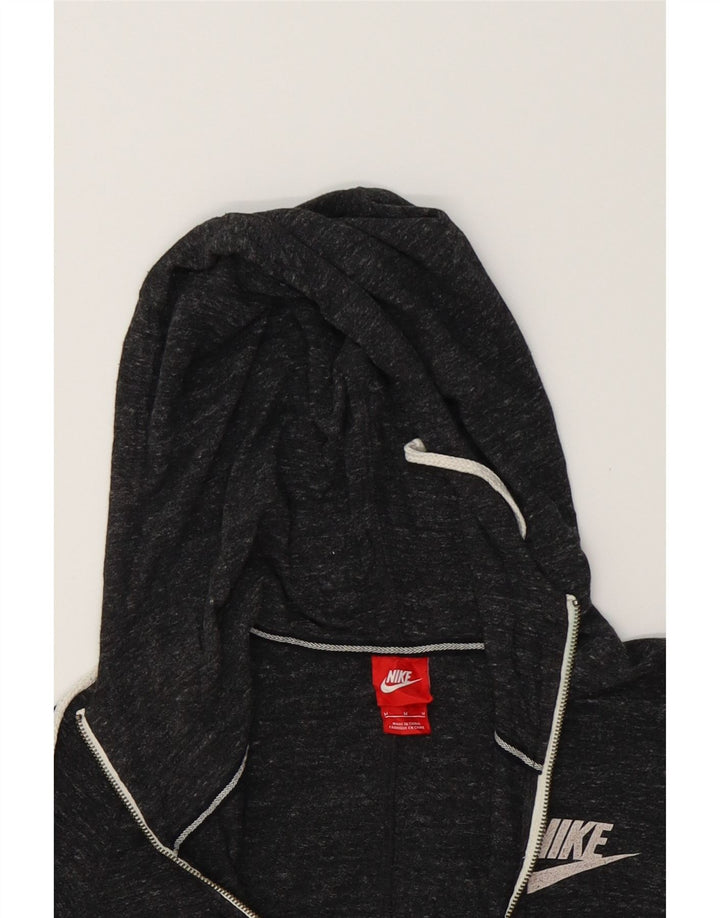 NIKE Womens Zip Hoodie Sweater UK 14 Medium Black Flecked Polyester Vintage Nike and Second-Hand Nike from Messina Hembry 