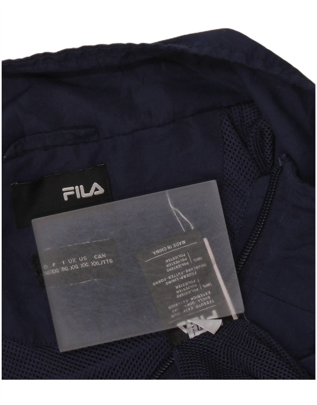 Fila Mens Chándal Top Chaqueta 2XL Azul Marino Rayas Poliéster Deportes