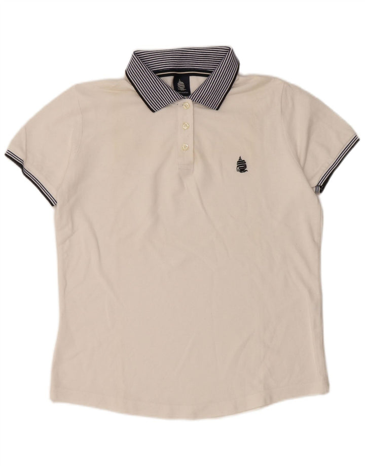 MARINA YACHTING Polo de mujer UK 46 Large Blanco Colorblock Algodón