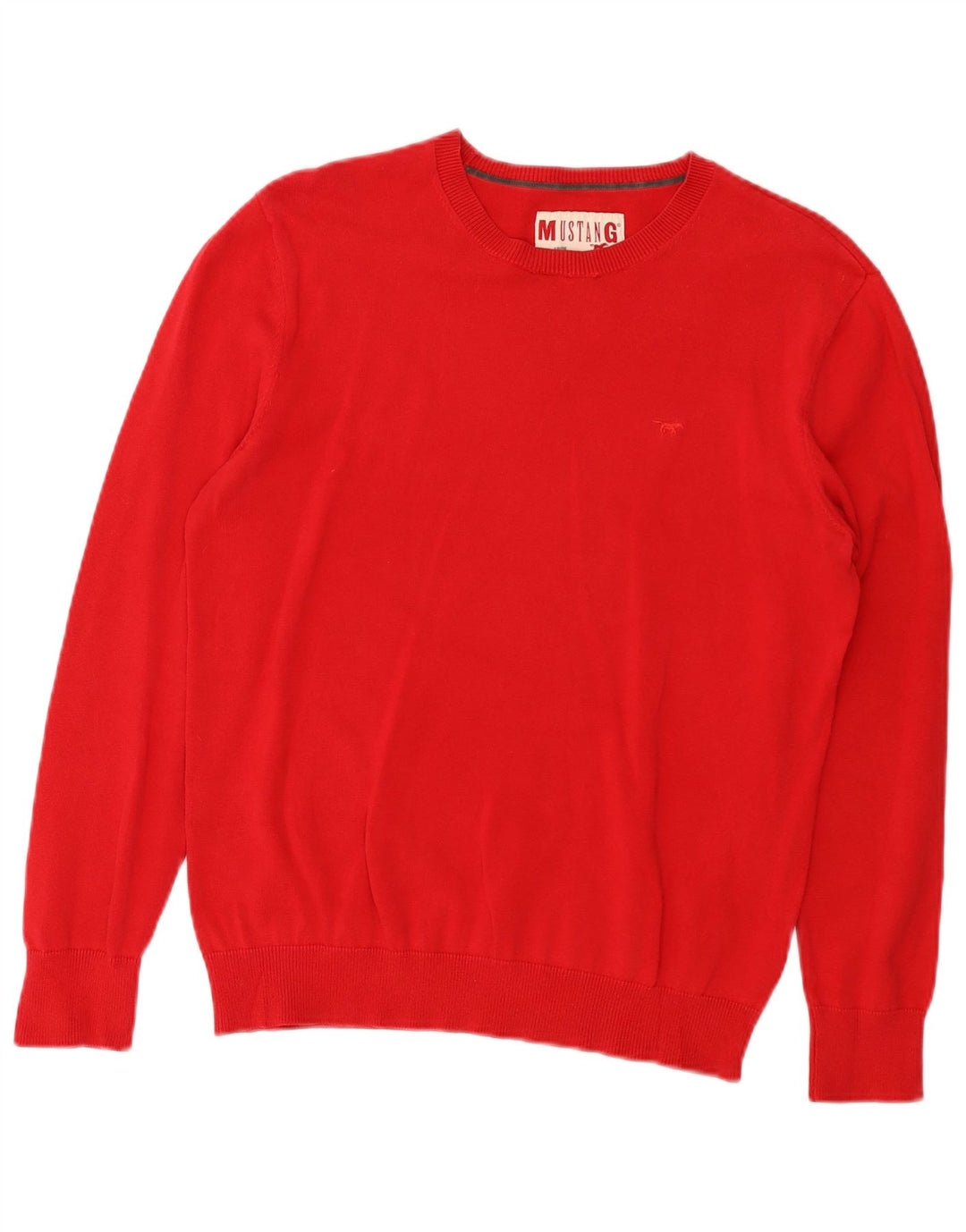 Mustang Jersey De Cuello Redondo Para Hombre Jersey De Algodón Rojo Medio