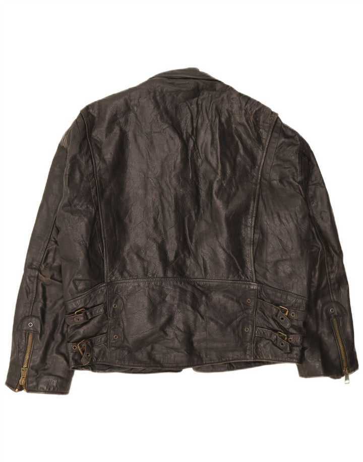 Vintage chaqueta de cuero para hombre Reino Unido 40 cuero negro grande