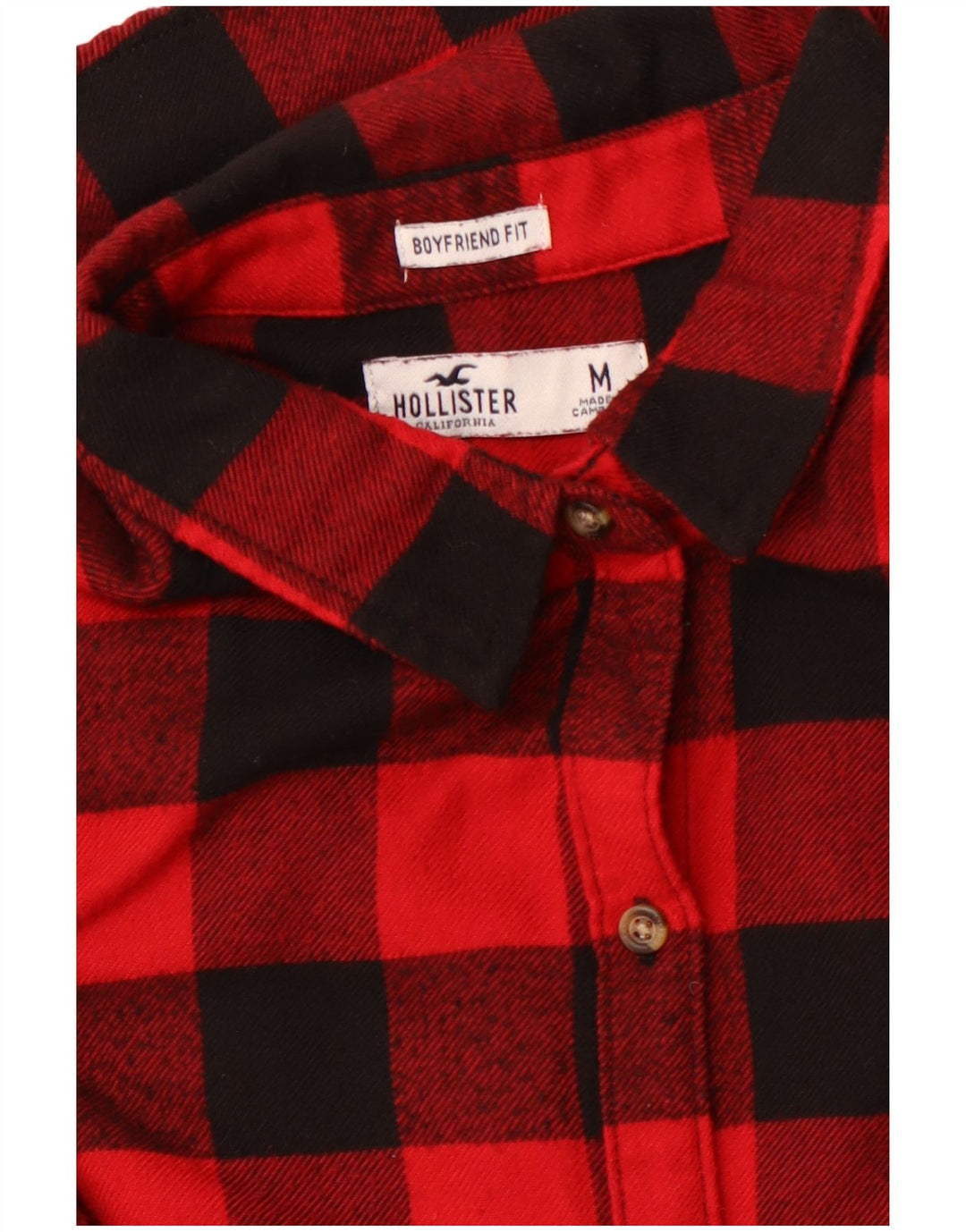 HOLLISTER Camisa de franela estilo novio para mujer UK 44 Medium Red Gingham
