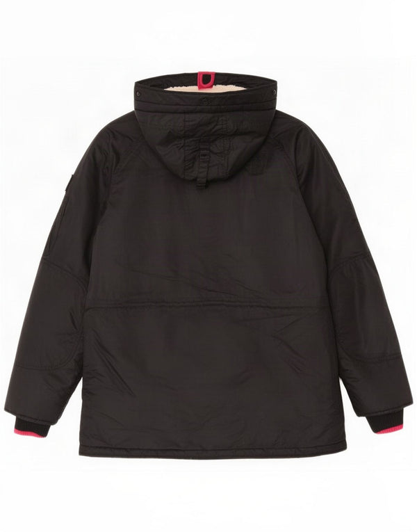 Superdry Womens Hooded Padded Coat UK 14 Large Black Nylon