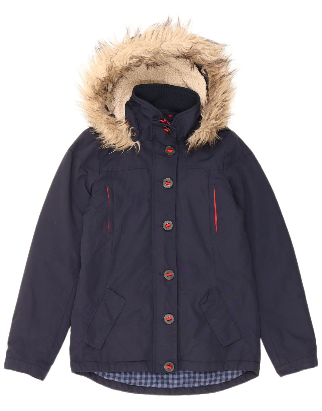 Chaqueta acolchada con capucha para mujer Fat Face UK 8 Small Nylon azul marino