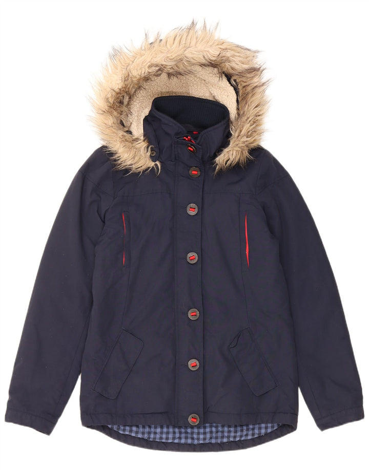 Chaqueta acolchada con capucha para mujer Fat Face UK 8 Small Nylon azul marino