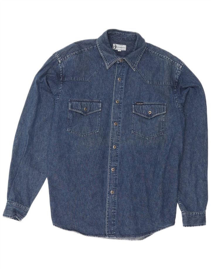 Sergio Tacchini Camisa Vaquera Hombre Algodón Azul Marino Medio