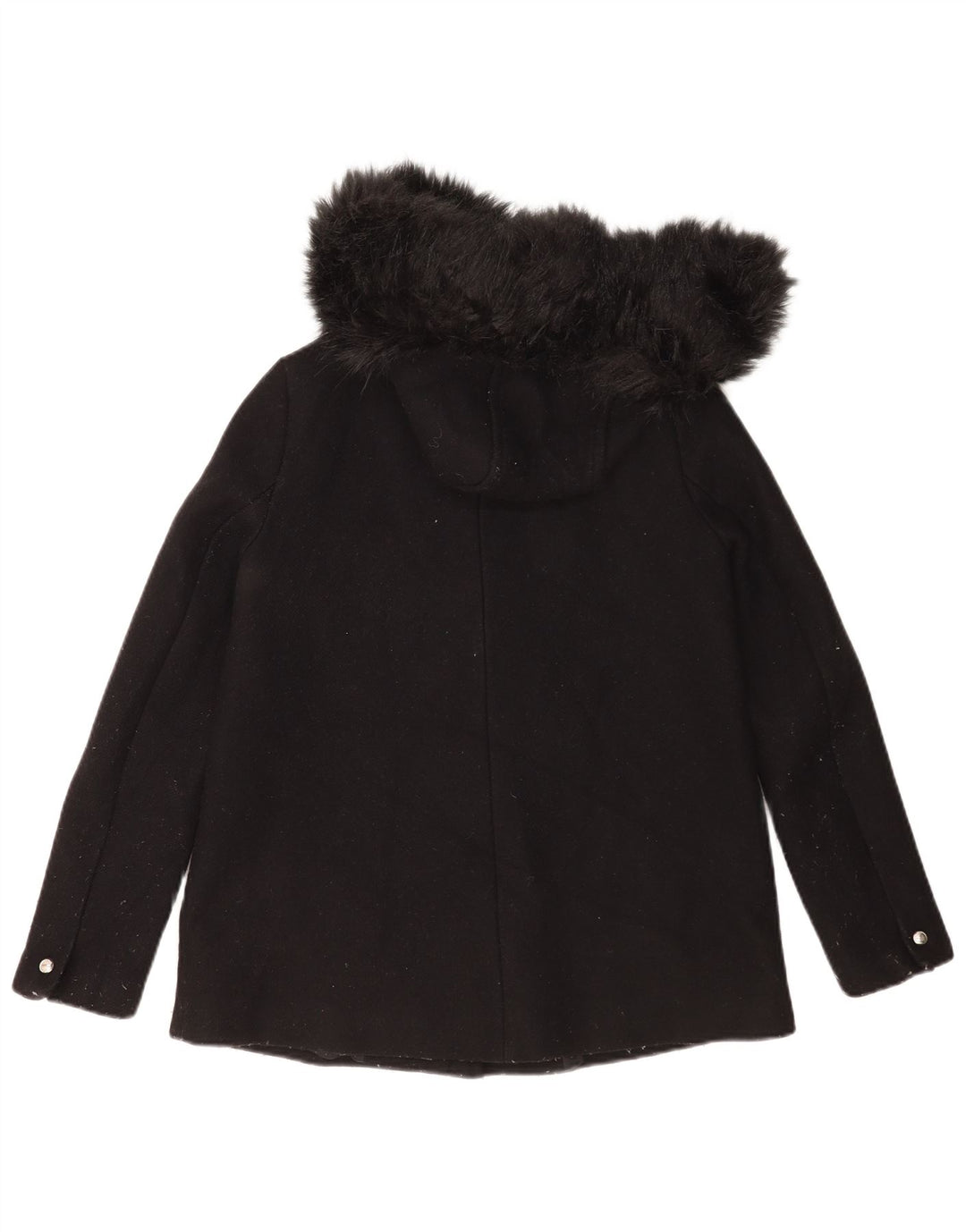 Zara Mujer Chaqueta Cortavientos Con Capucha UK 10 Small Black Wool