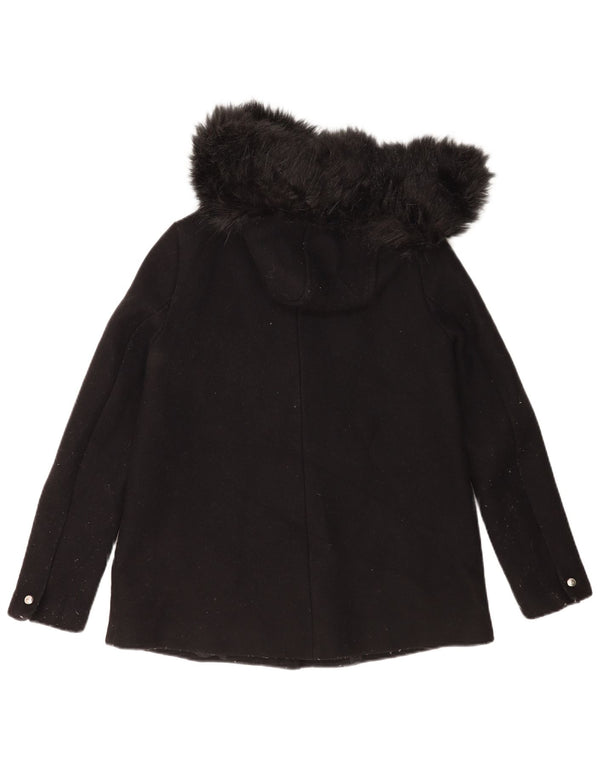 Zara Mujer Chaqueta Cortavientos Con Capucha UK 10 Small Black Wool