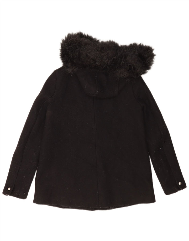Zara Mujer Chaqueta Cortavientos Con Capucha UK 10 Small Black Wool