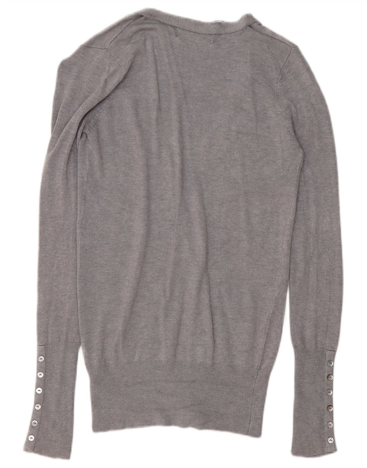 ZARA Suéter Cárdigan Mujer UK 10 Small Rayón Gris